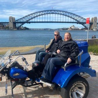 Paul & Colette Enjoying A Harbour Bridge Rumble Trike Tour