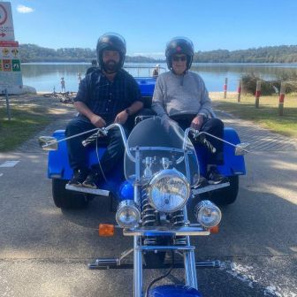 Lex & Mitch enjoying a 1 hour Trike tour on a great Sunny winters day.﻿